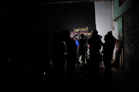 Kulisse for optagelse af musikvideo med hiphopgruppen Luga Flow Army i Kampala. Foto af Lisbeth Kristine Olesen